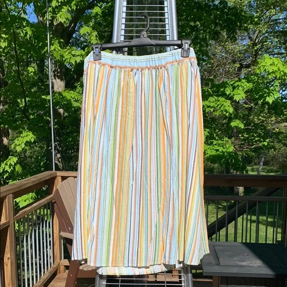 LC Lauren Conrad Yellow and Blue Midi Wrap Skirt - Picture 2 of 7